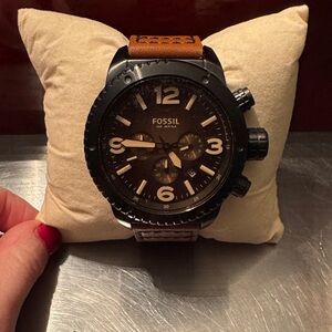 Fossil Black and Brown Leather Men’s Chronograph Watch